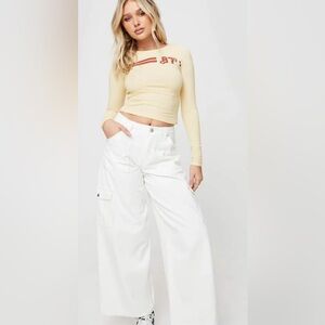NWT Princess Polly White Wide Leg Cargo Pants Size 4